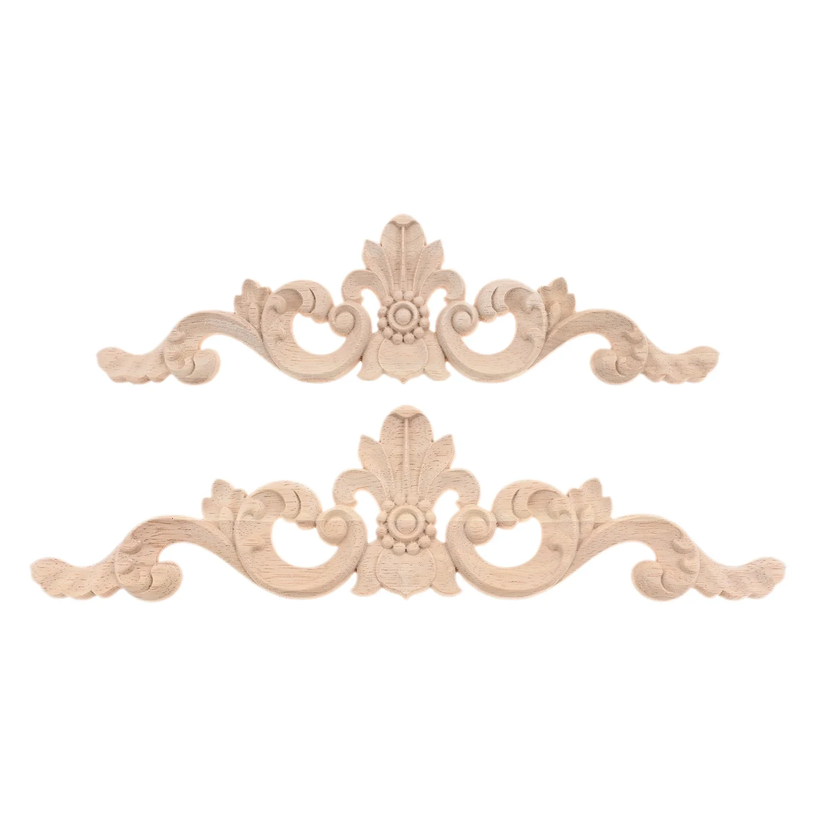 Flower Carving Decal 25/35/38cm European Style Unpainted Wood Carved Applique for Home Furniture Wall Door Frame Cabinet Decor