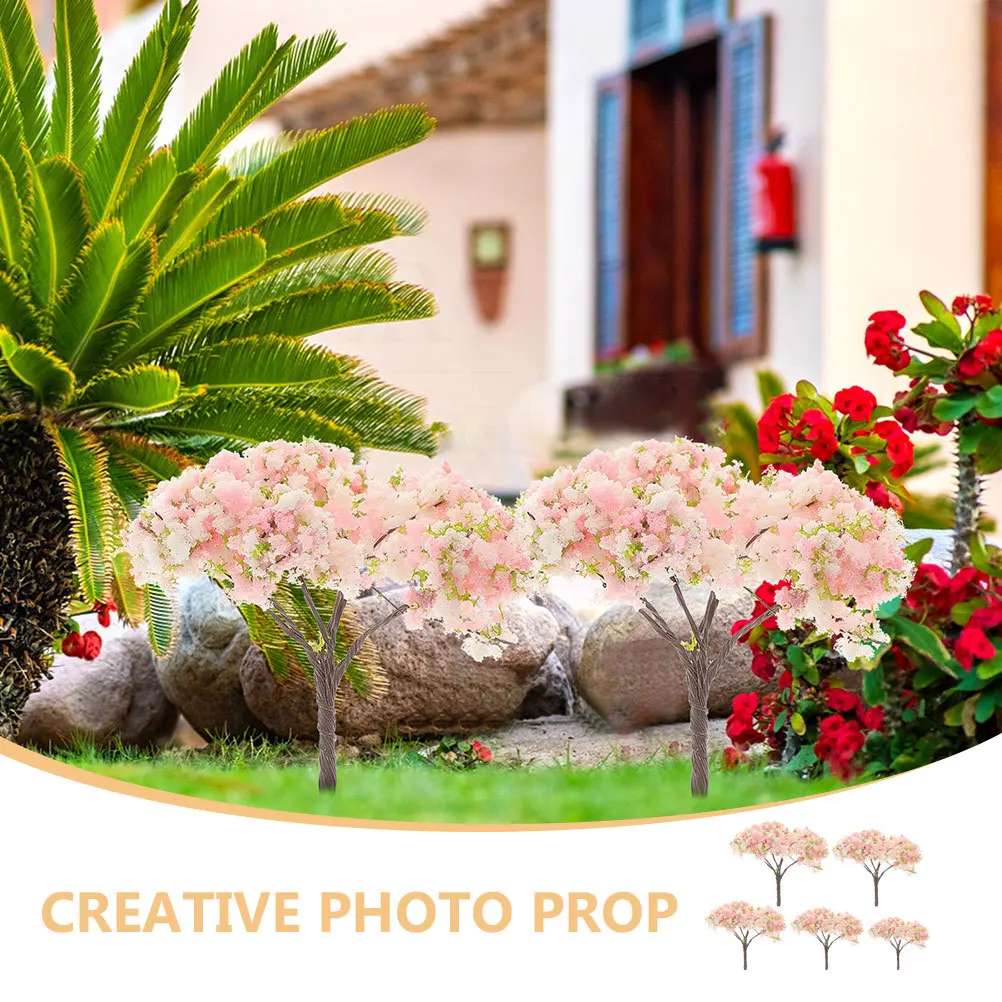 10 Uds. De árboles de flor de cerezo en miniatura para mesa de arena, decoración Diorama, Mini árbol de paisaje, diseño de ferrocarril, pequeños árboles artificiales