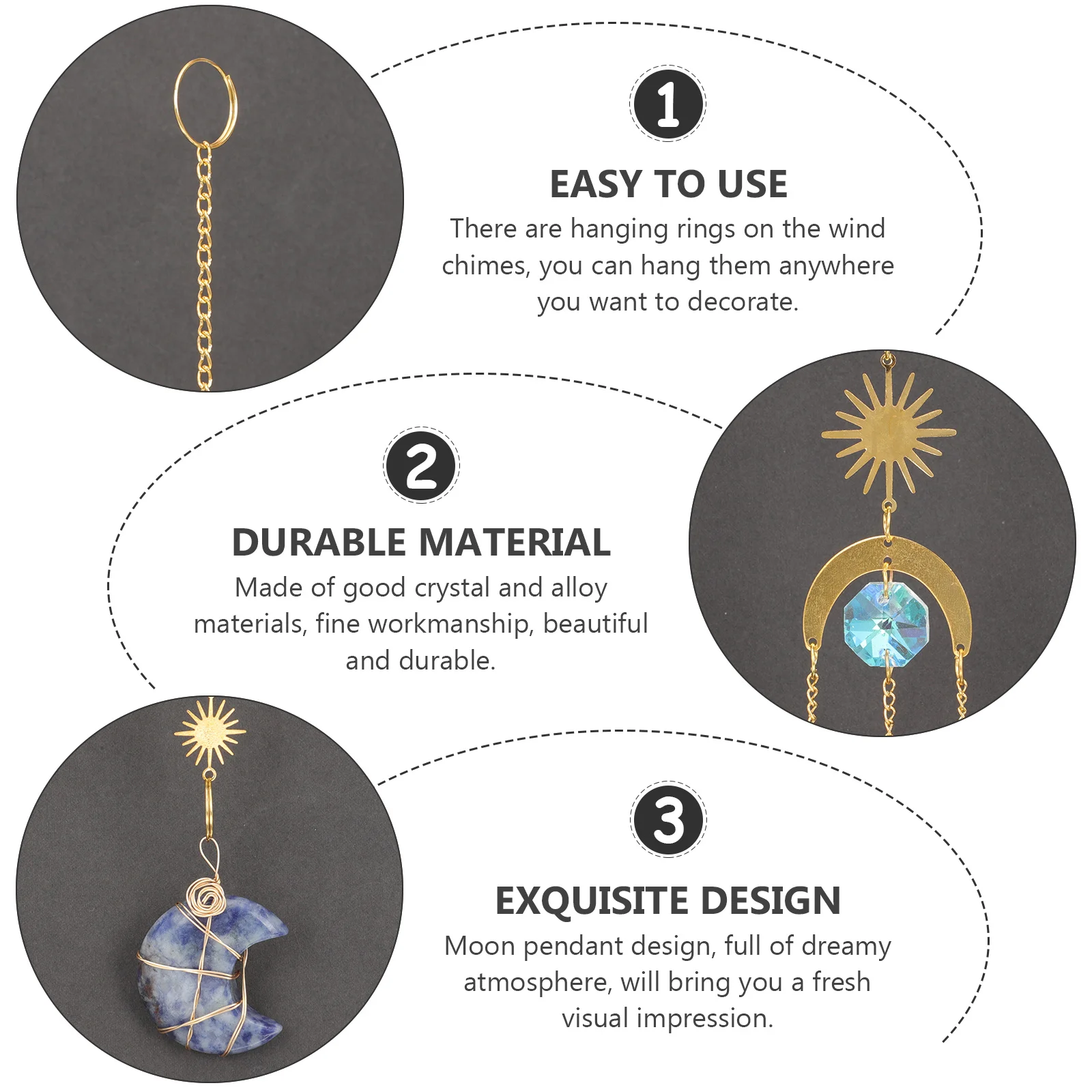 

Crystal Moon Pendant Fashion Color Hanging Decoration Ornament Durable Crystal Hanging Adornment Ceiling Lamp