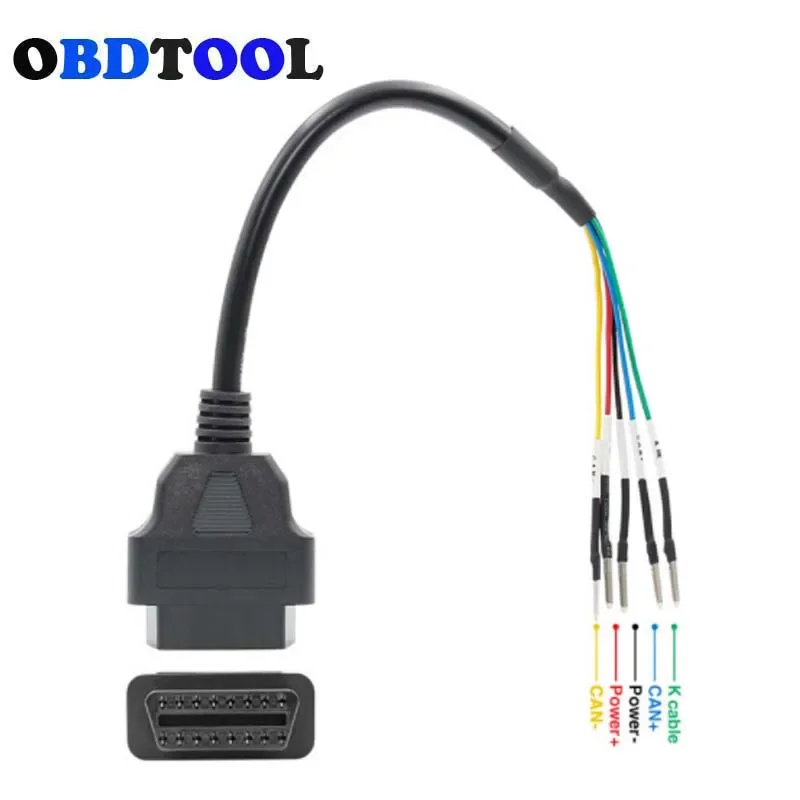 Cabo OBD fêmea universal Adaptador de 16 pinos K Can OBD2, Detector de falhas do motor, Cabo conector, apto para Turck, carro, motocicleta, K + Can