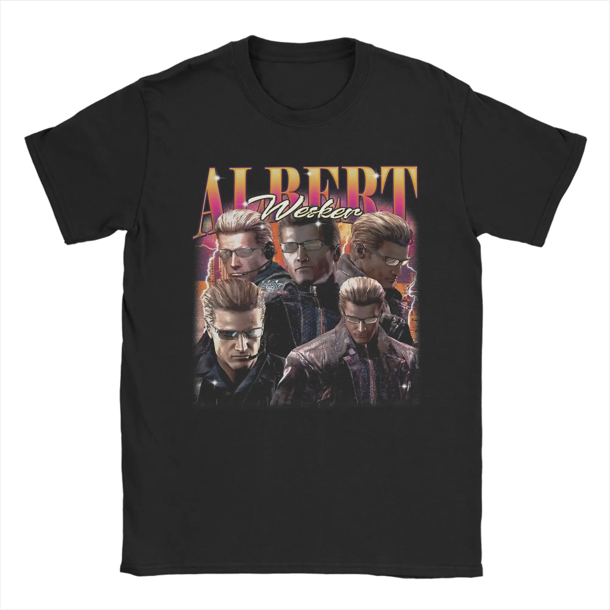 Vintage Albert Wesker T Shirts Men's  Cotton Humorous T-Shirt O Neck  Tee Shirt Short Sleeve Clothes Graphic Printed