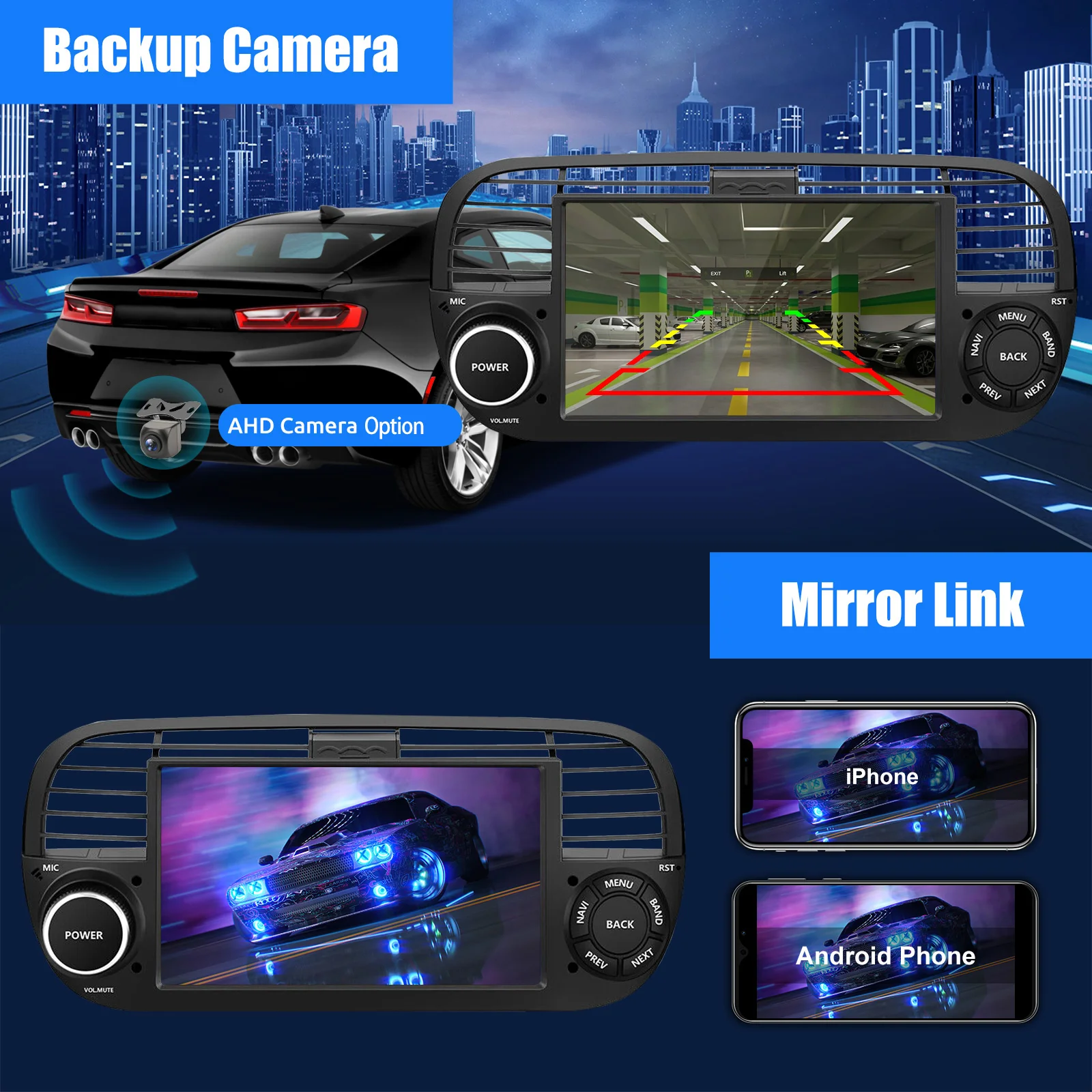 7 "4 + 64 جيجابايت لـ 2010-2015 فيات 500 HD شاشة تعمل باللمس بالسعة أندرويد 14 راديو ستيريو للسيارة نظام تحديد المواقع نافي اللاسلكية CarPlay بلوتوث RDS #5