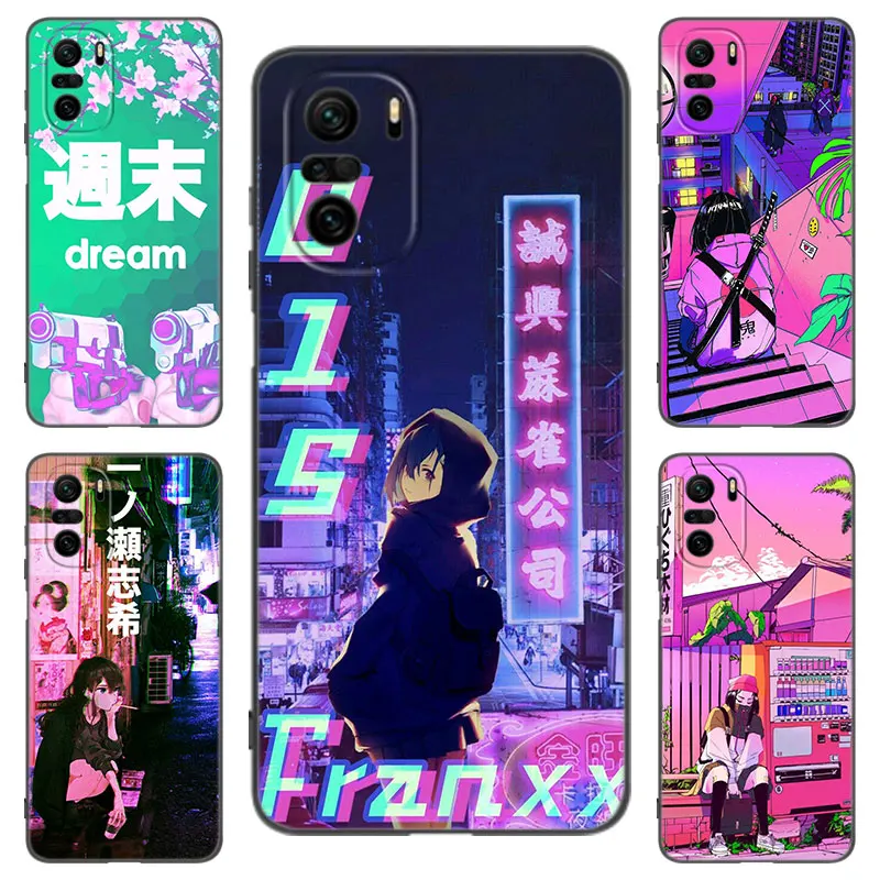 Anime Vaporwave Glitch Black Silicone Phone Case For Xiaomi POCO X3 X4 NFC F4 GT F5 F6 M4 M6 X5 X6 NEO Pro 5G M5