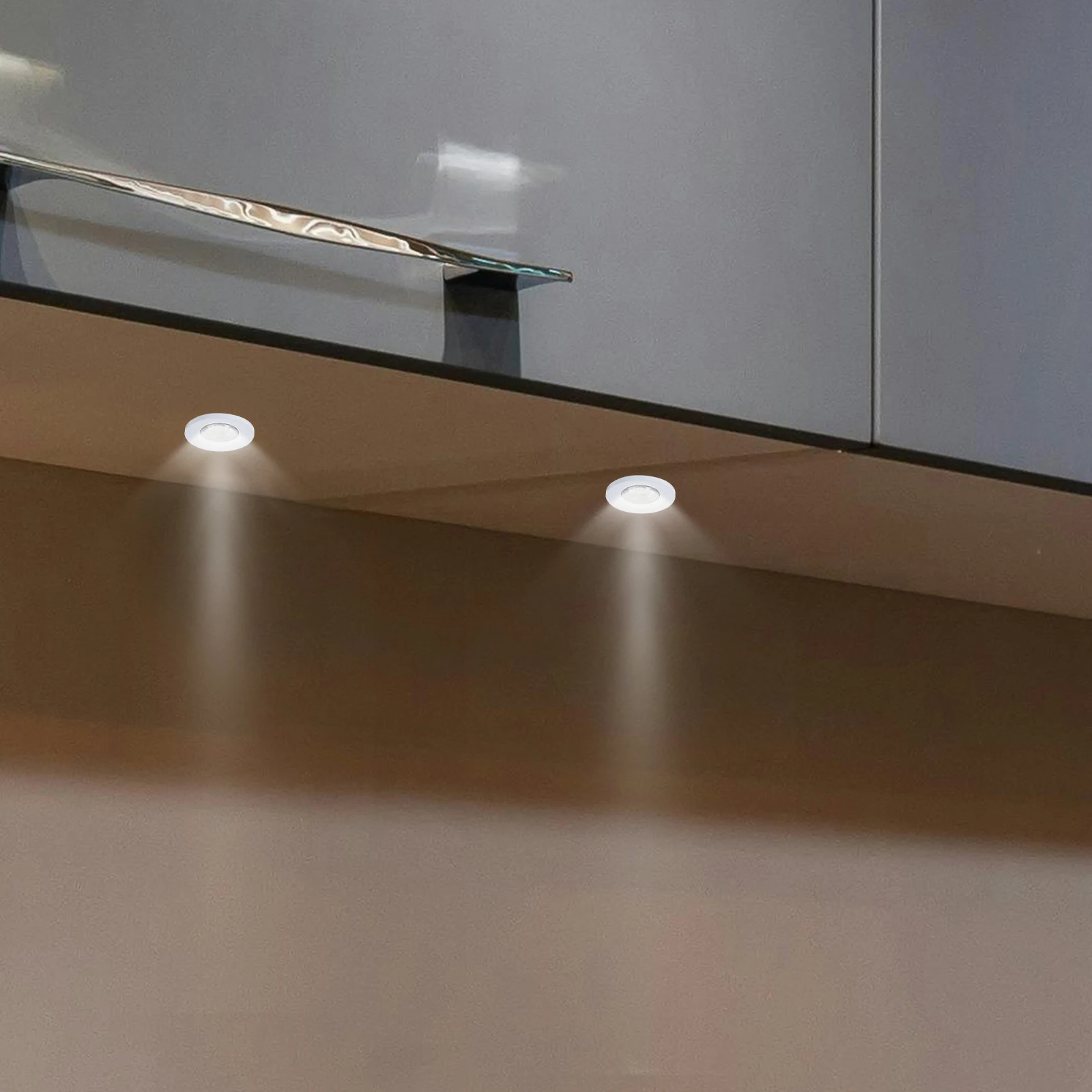 

Mini Counter LED Spotlight 1W Black Body Warm White 3000K Recessed Thumb Light for Showcase Cabinet Display Small