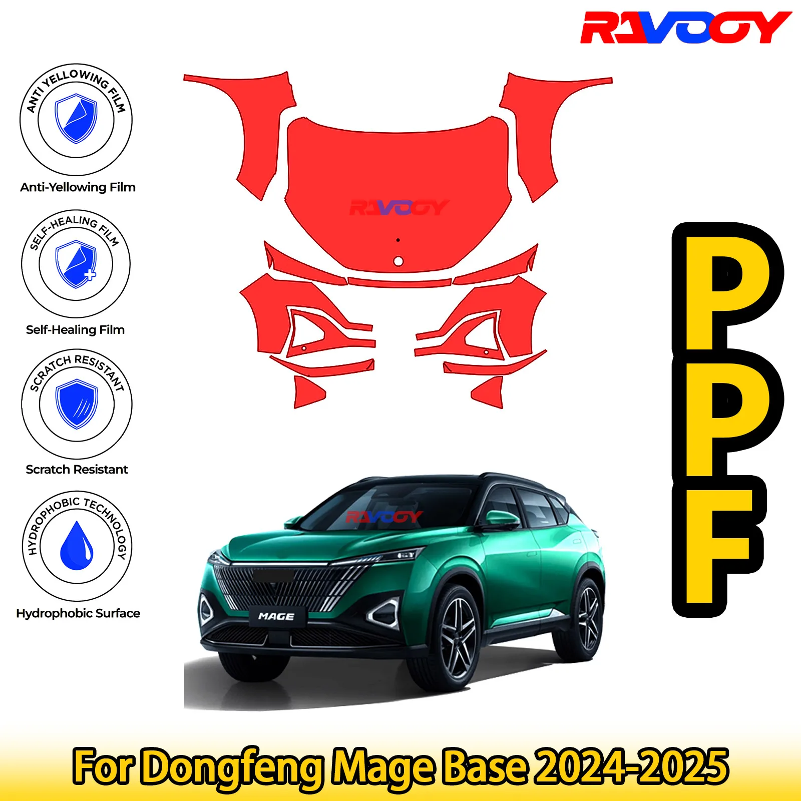 

Для Dongfeng Mage Base 2024-2025 глянцевая матовая черная предварительно вырезанная передняя защитная пленка PPF Kit