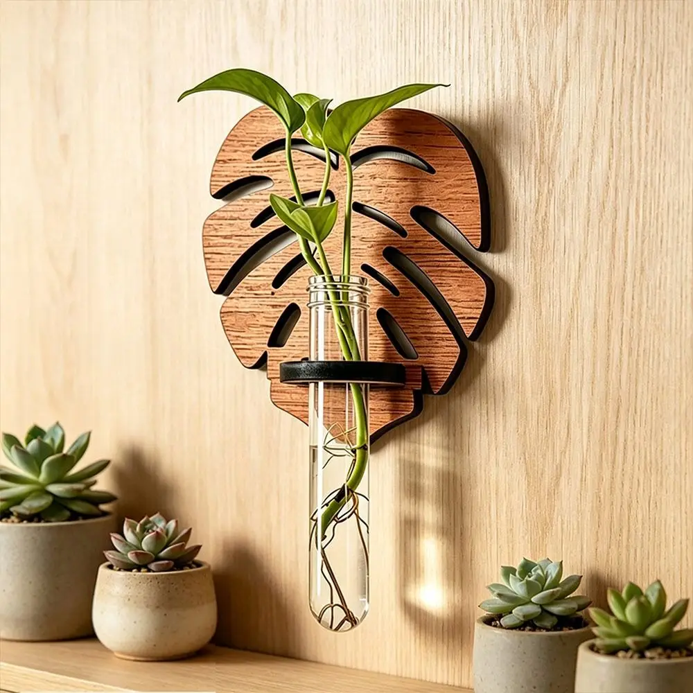 Minimalist Style Wall Mounted Plant Holder Plastic Tube Space Saving Hydroponic Plant Holder Green Plant Display Rack