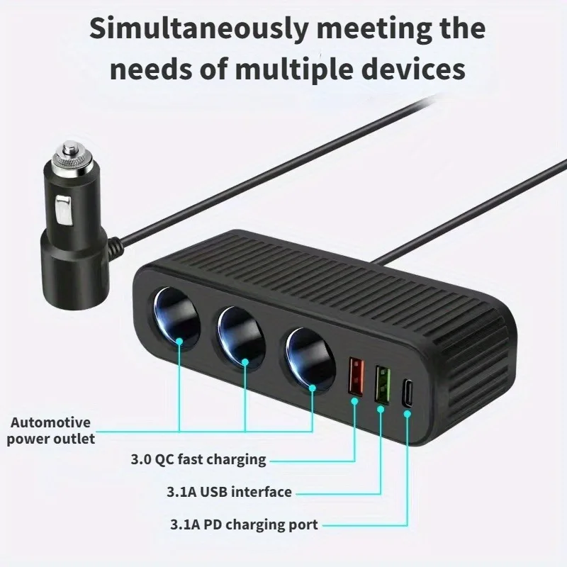 120W Car Cigarette Lighter USB Charger PD Quick Charge Power Adapter One-to-four Multifunctional Socket For Mobile Phone Charger