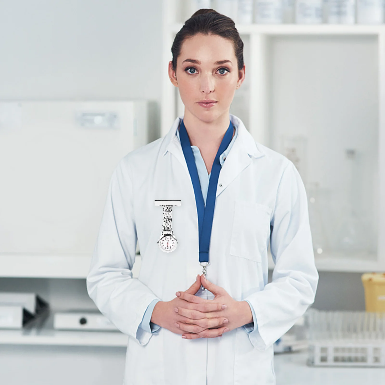 1 قطعة ساعة جيب ممرضة طبية مشبك دائم ممرضة ساعة معلقة مضيئة العملي التمريض شارة الطبيب التلبيب بروش