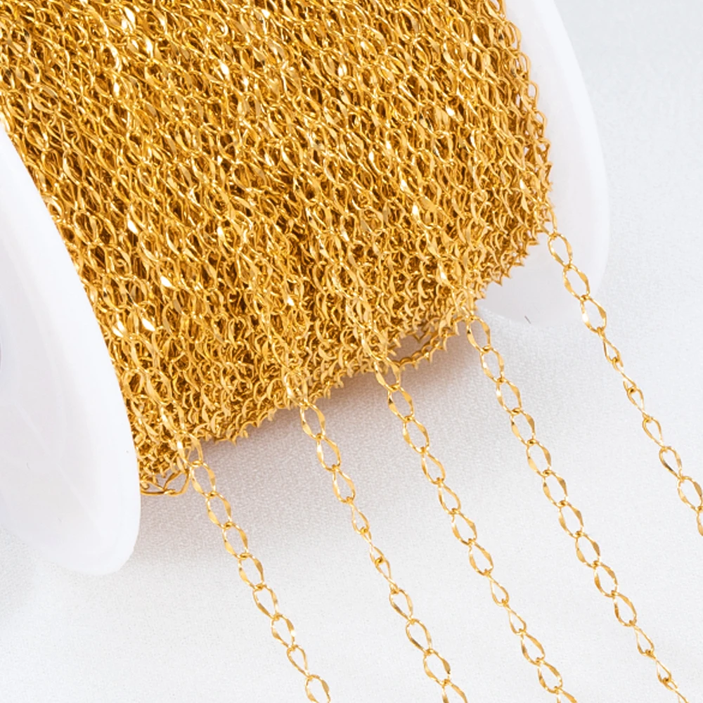 2Meters Stainless Steel Thin Twist Chain 2mm Gold Color Metal Link Chains for DIY Necklaces Bracelet Jewelry Making DIY Findings