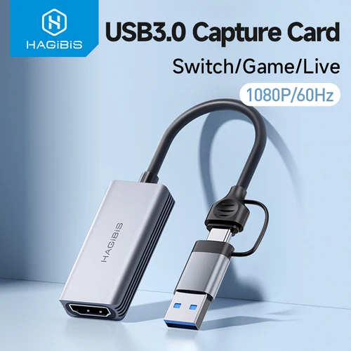 Tarjeta de captura de vídeo Hagibis USB 3,0 compatible con HDMI a USB/tipo-c Grabber de juegos registro ms2130 para Switch Xbox PS4/5 transmisión en vivo