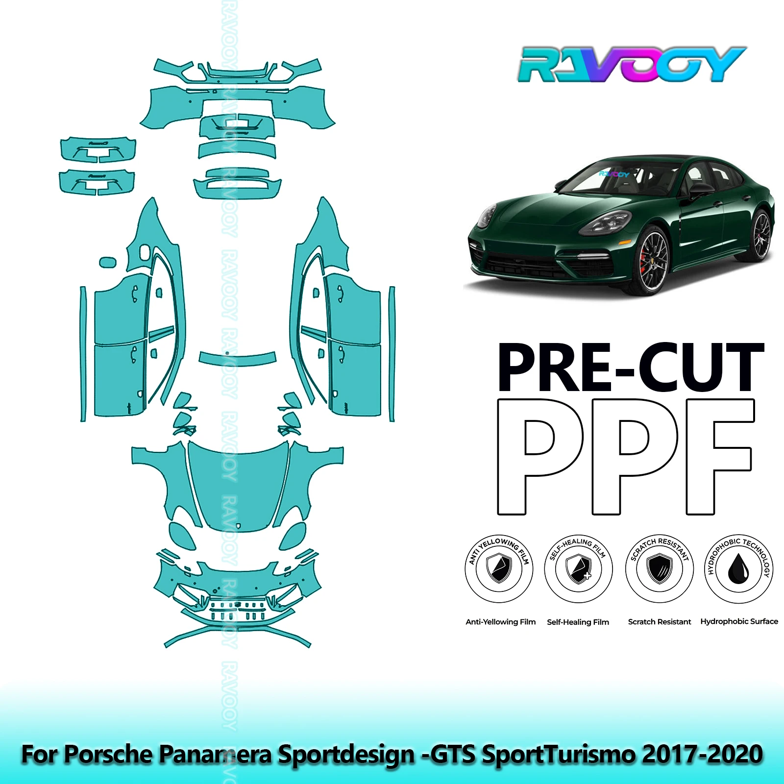 

8.5Mil Precut PPF Paint Protection Film Full Vehicle Clear Bra For Porsche Panamera Sportdesign -GTS SportTurismo 2017-2020