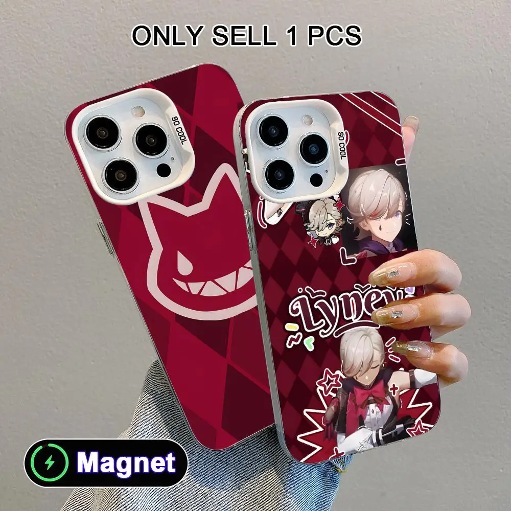 Game GI Lyney Phone Case for iPhone 17 16 15 14 13 12 11 X XR XS Air Pro Max Plus Colorful Silver Magnet Cover