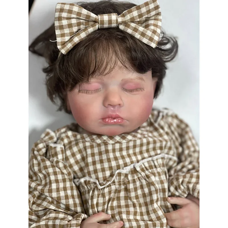 

48cm Full Body Silicone Vinyl Newborn Baby Dolls Reborn Loulou Doll Hand Paint with Genesis High Quality 3D Skin Tone