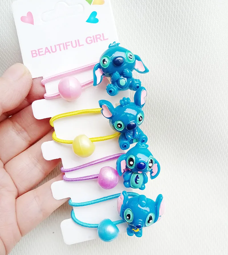 Disney Anime Lilo & Stitch Hair Bands Kawaii Stitch Hairpin Cartoon Rubber Band Hair Accessoires Girl Gifts Toy