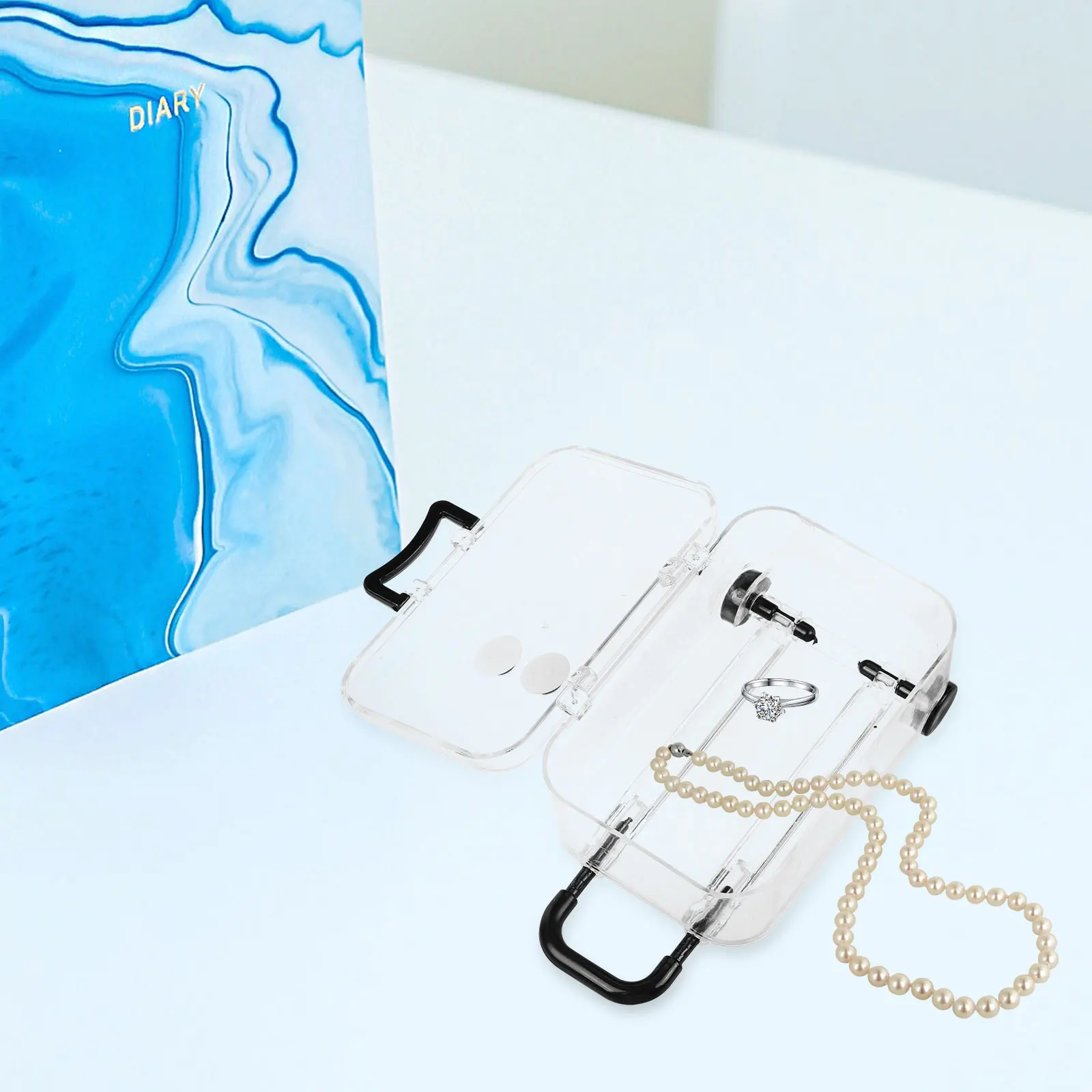 

6pcs Vintage Style Jewelry Box Clear Plastic Trinket Case Movable Storage Organizer Earrings Rings Necklaces Desktop Decor