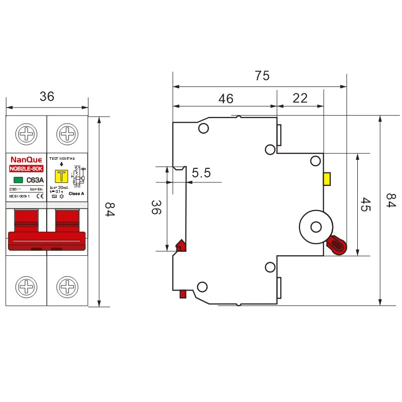 Type A RCBO DC Leackage Protector Class A RCD Mini Residual Current Circuit Breaker DPN AC DC 230V 110V 10A 16A 25A 32Amp