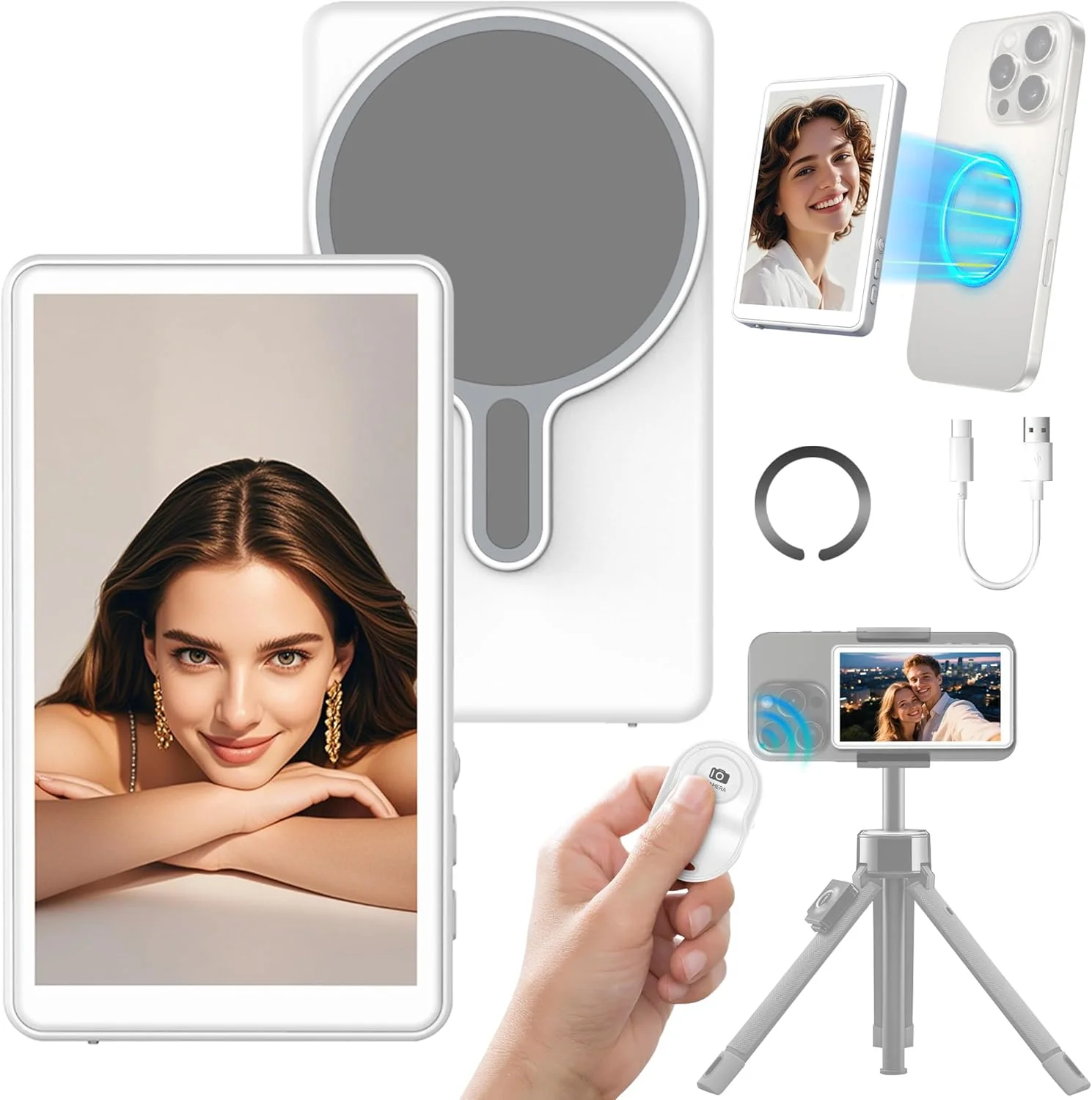 

Wireless Connection Real-time Mirroring Phone Kingma Vlog Selfie Screen with Sound Magnetic Kit Vlog Screen