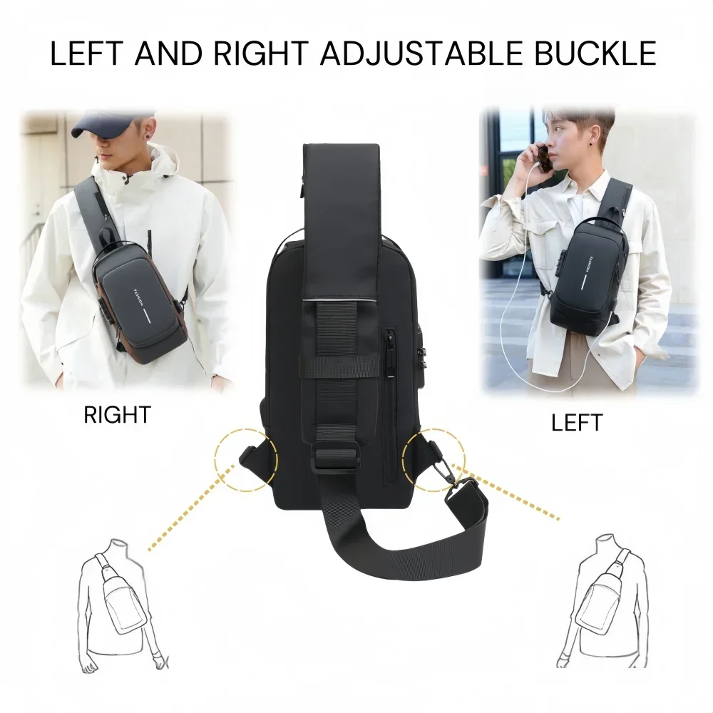 حقيبة صدر للرجال، حقيبة للرجال حقائب ظهر متقاطعة، حقيبة كتف للرجال، قفل بكلمة مرور، حقيبة ساعي مضادة للسرقة، حقيبة هاتف محمول