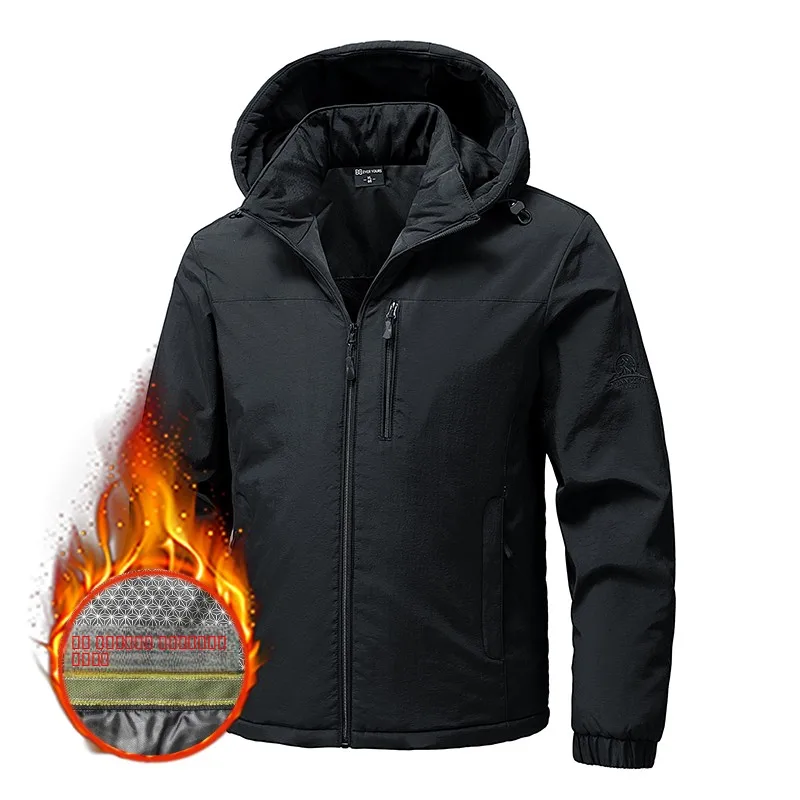 

Men's Winter Thiened Hooded Cotton Jaet Outdoor Casual Workwear Windproof Cold-resistant Faionable Cotton Coat