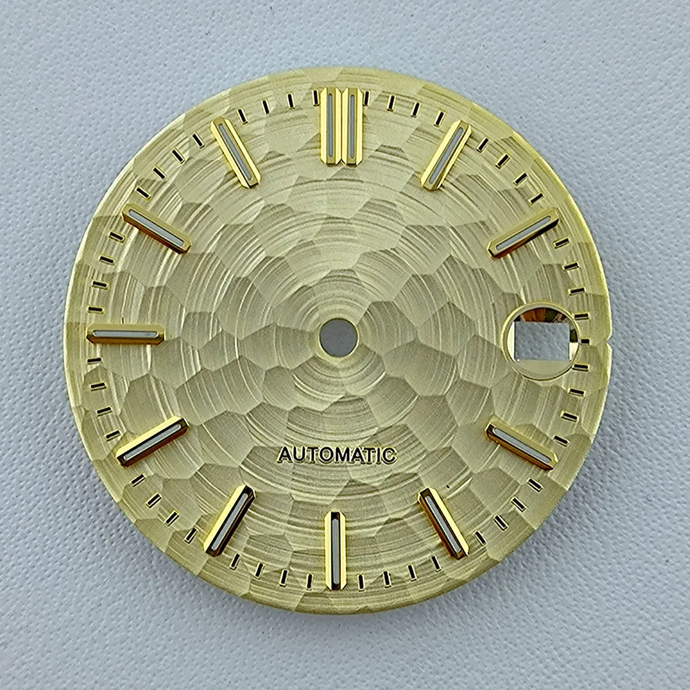 NH35 Dial 28.5 มม.นาฬิกาDialโลโก้ที่กําหนดเองDialสีเขียวLuminous dial Fit NH35 นาฬิกาอุปกรณ์เสริม