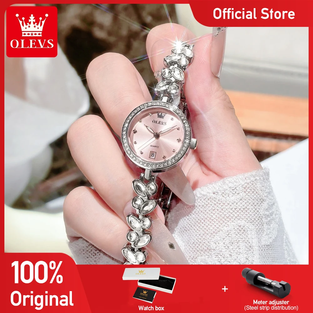 

OLEVS 5679, женские часы, модные элегантные кварцевые часы, водонепроницаемые светящиеся женские часы с датой, подарочная коробка для девочек, оригинальный бренд Reloj