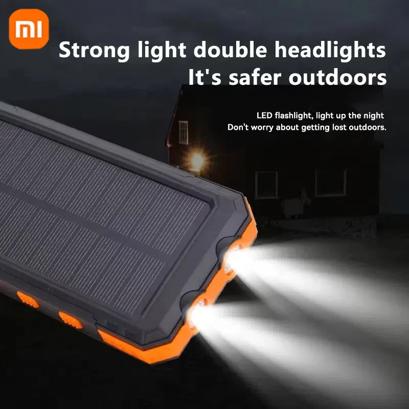 Power Bank tenaga surya 20000mah, berkemah luar ruangan portabel tahan air energi surya Output perangkat kekuatan matahari untuk Iphone Xiaomi Samsung ﻿