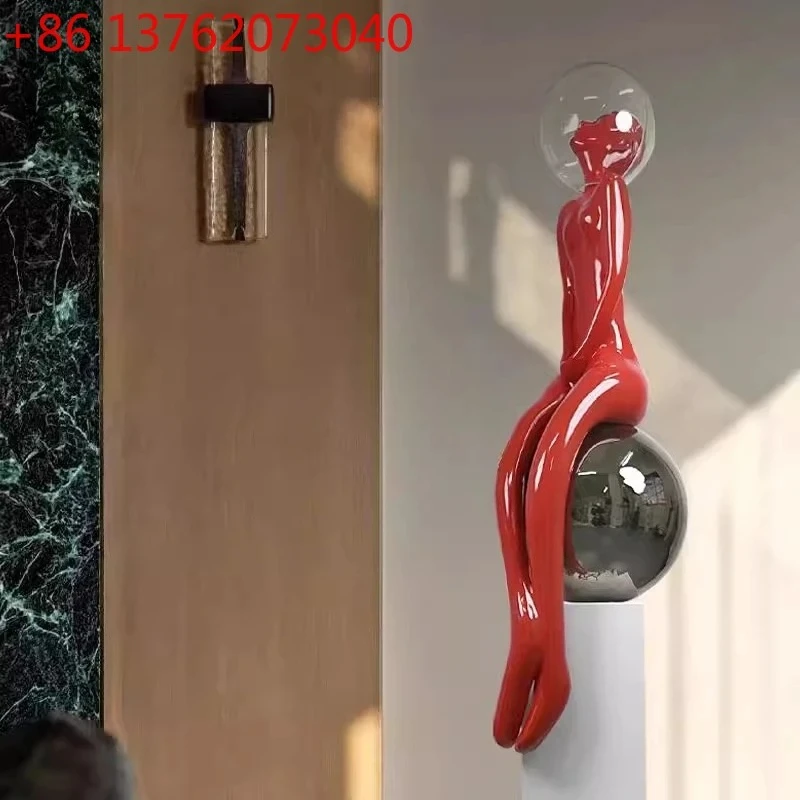 Modern Girl Art Sculpture Floor Ornament Creative Bubble Sitting Statue