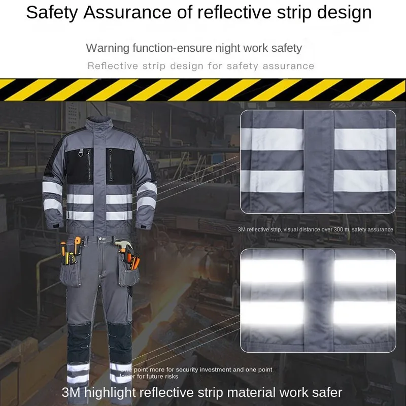 Workwear Men's Reflective Strip Suit For Construction Site Construction Safety Protection Labor Protection Jacket