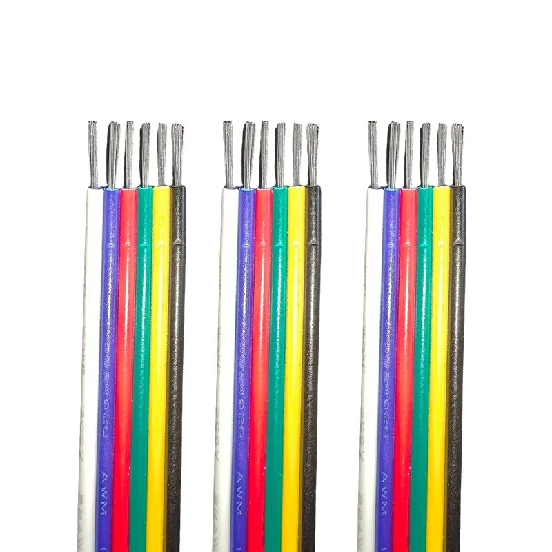 

6pin LED Extension Wire 22 20 18AWG Flat Hookup 12V Electrical Wire LED Cable For RGBWW RGBCCT COB SMD LED Strip Light