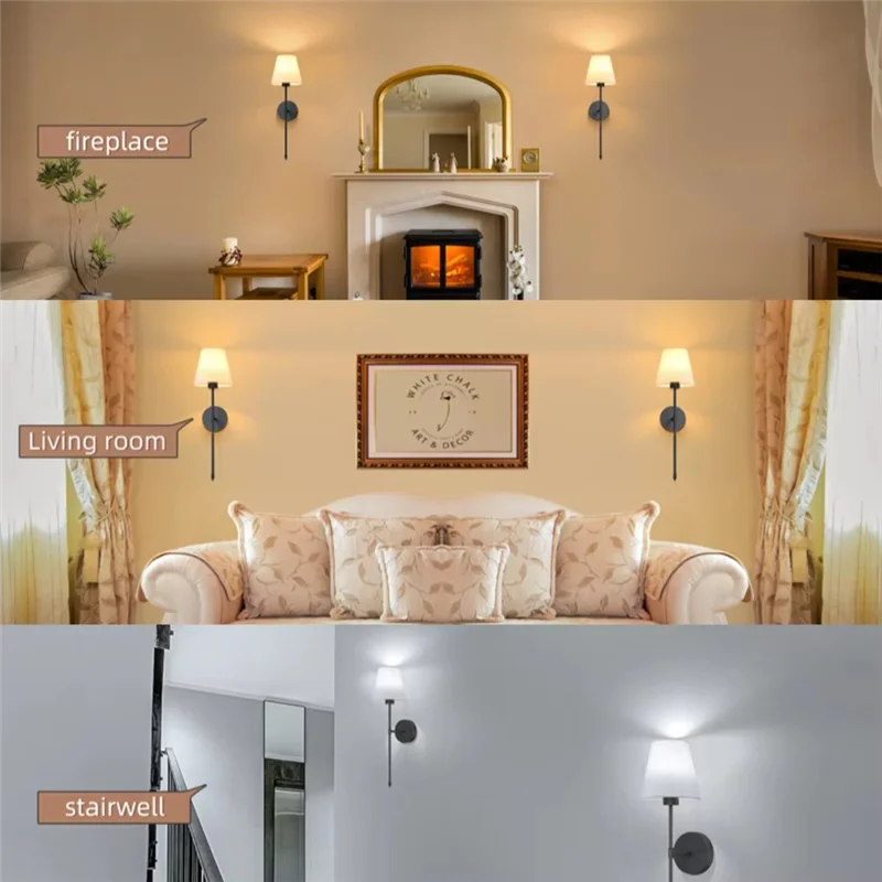 ABKS-Retro Wall Lamp LED Charge Remote Control Bulb Sconce For Bathroom Bedroom Fireplace Interior Waterproof Wall Lights