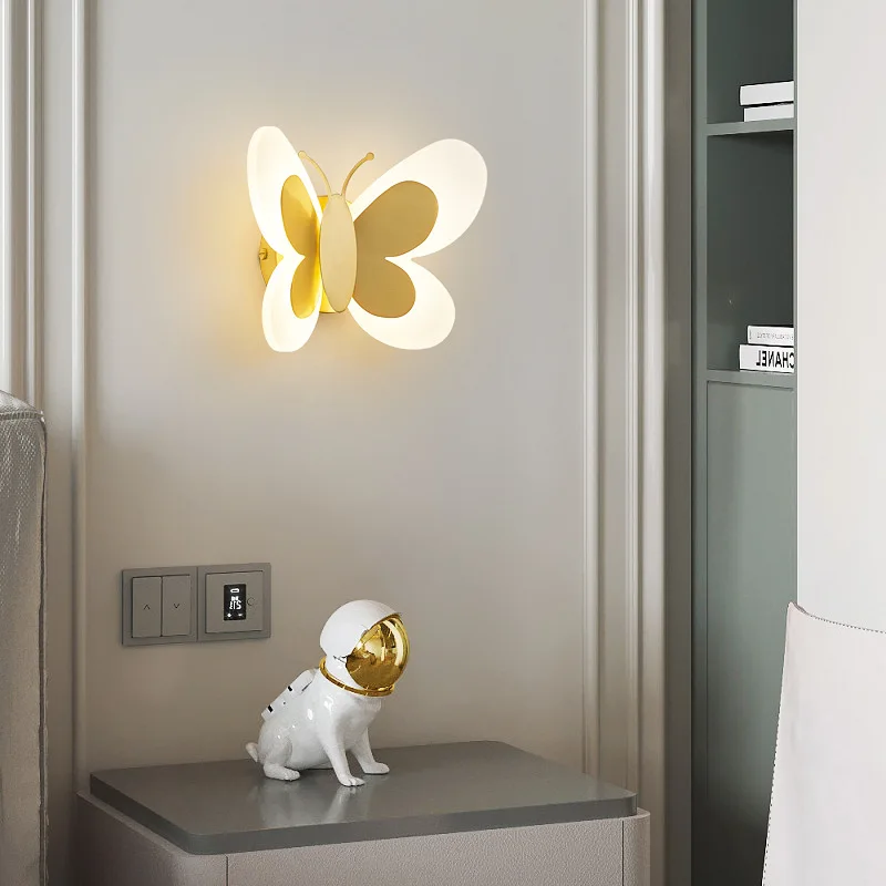 

Home Lighting Bedlight Living Room led Wall Light ALL Copper Acrylic Creative Butterfly Black Gold Wall Light Modern Nordic