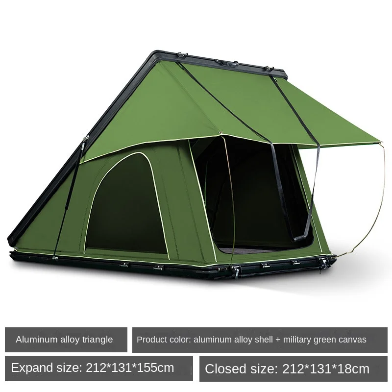 High Quality Compact Triangular Aluminum Car Rooftop Tent, Oxford Fabric Waterproof Four Season Portable Camping Equipment