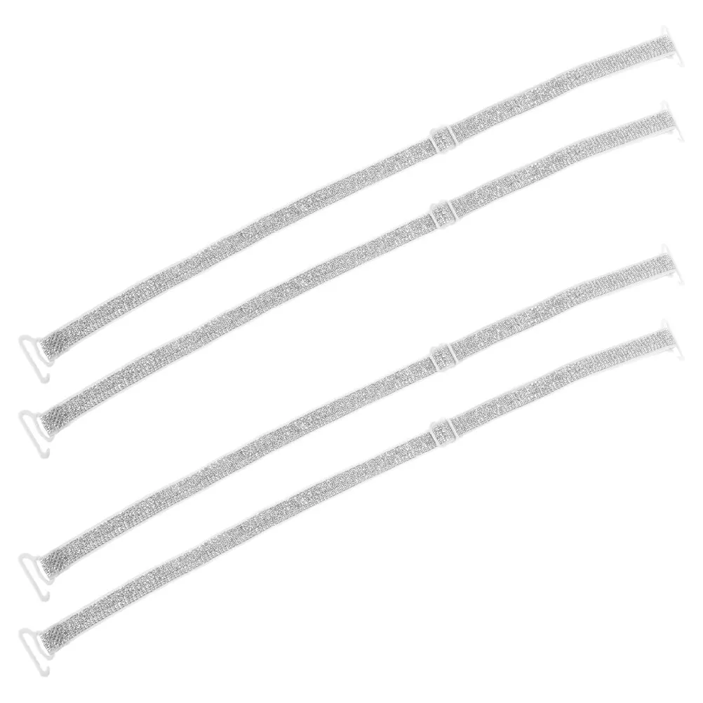 2Pairs Adjustable Glitter Bra Shoulder Straps Nonslip Elastic Sparkling Strap Replacements for Dress Lingerie Backless Outfit