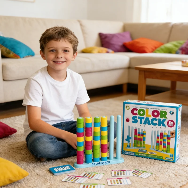 

Настольная игра Color Stack Challenge для всей семьи: для детей и взрослых. Соревнуйтесь в соревнованиях на скорость, играя в одиночку или вдруге. Идеально подходит для семейных настольных игр.