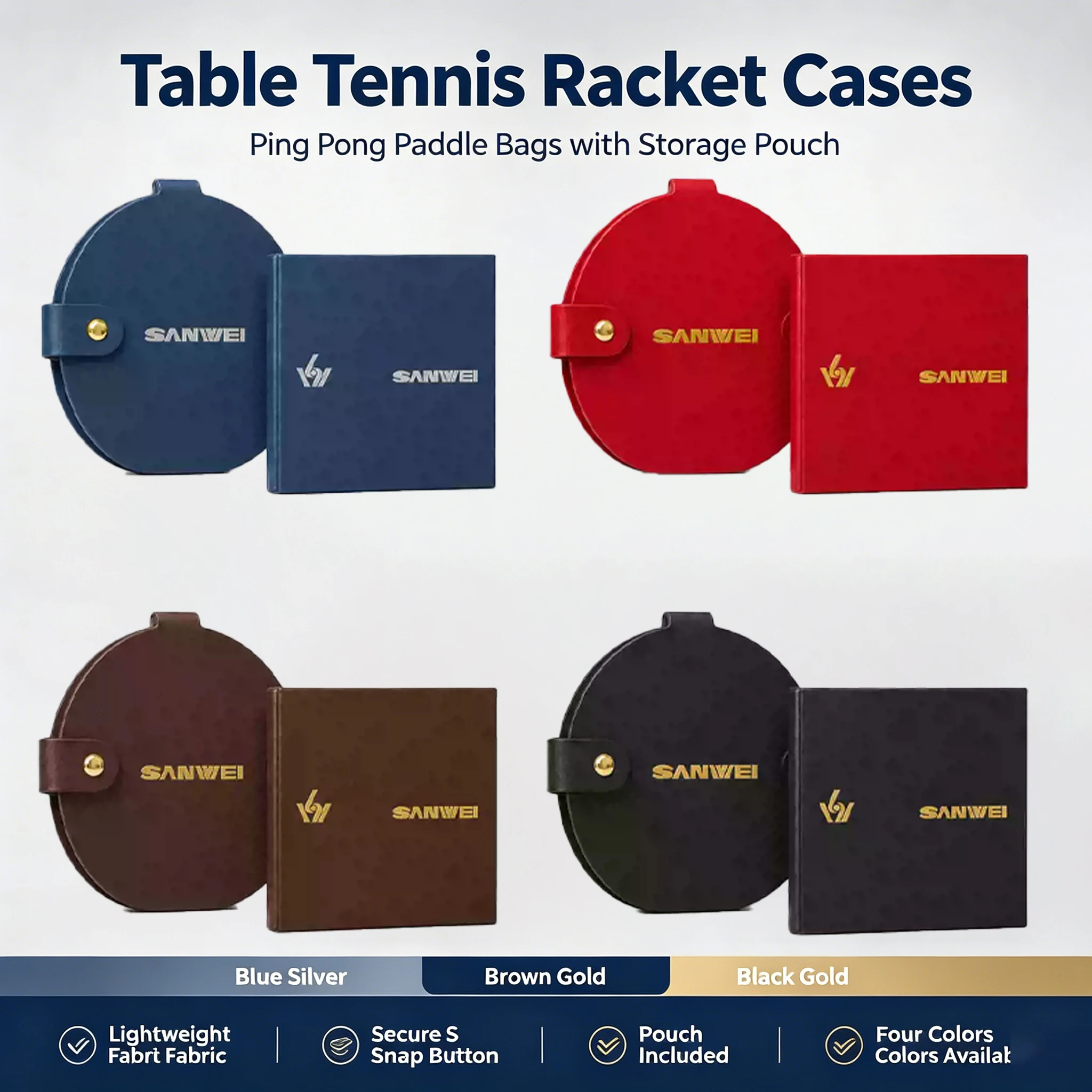 SANWEI Magnetic Round & Classic Square Table Tennis Bat Protective Clip Anti Oxidation Rubber Protection Cover Film Accessories