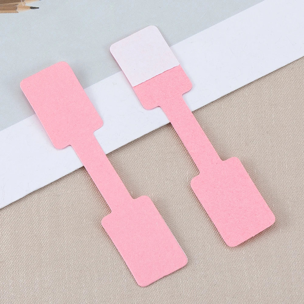 50PCS 1.3x6cm Pink Hanging Label Foldable Tags Kraft Paper Card for diy Jewelry Bracelet Necklace Retail Price Tags Packagings