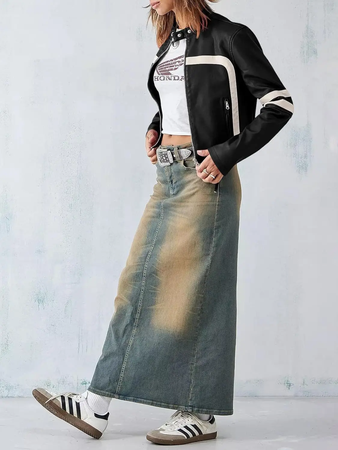 Giacca corta da donna in pelle corta a contrasto chic Moda girocollo manica intera tasca con cerniera giacche corte 2026 Cappotto da pendolarismo quotidiano da donna