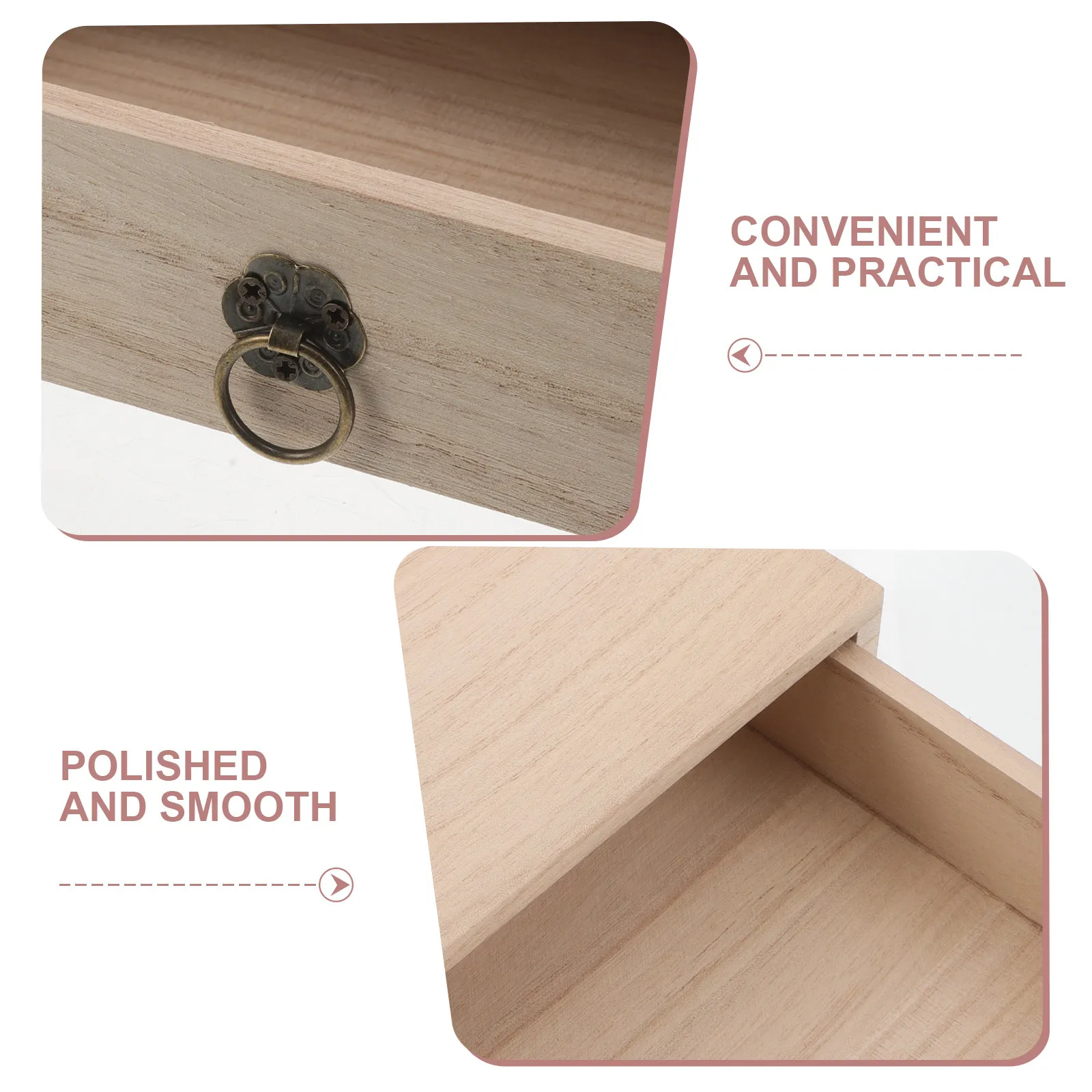 Vintage Retro Solid Wood Desk Organizer Drawer Style Desktop Storage Box for Office School Stationery Small Item Storage