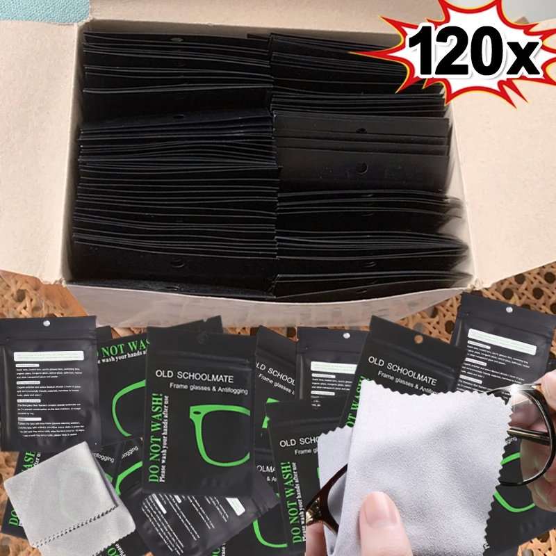 1-120PCS Reusable Anti-Fog Glasses Wipes Suede Pre-moistened Antifog Lens Cloth Defogger Eyeglass Wipe Glasses Prevent Fogging