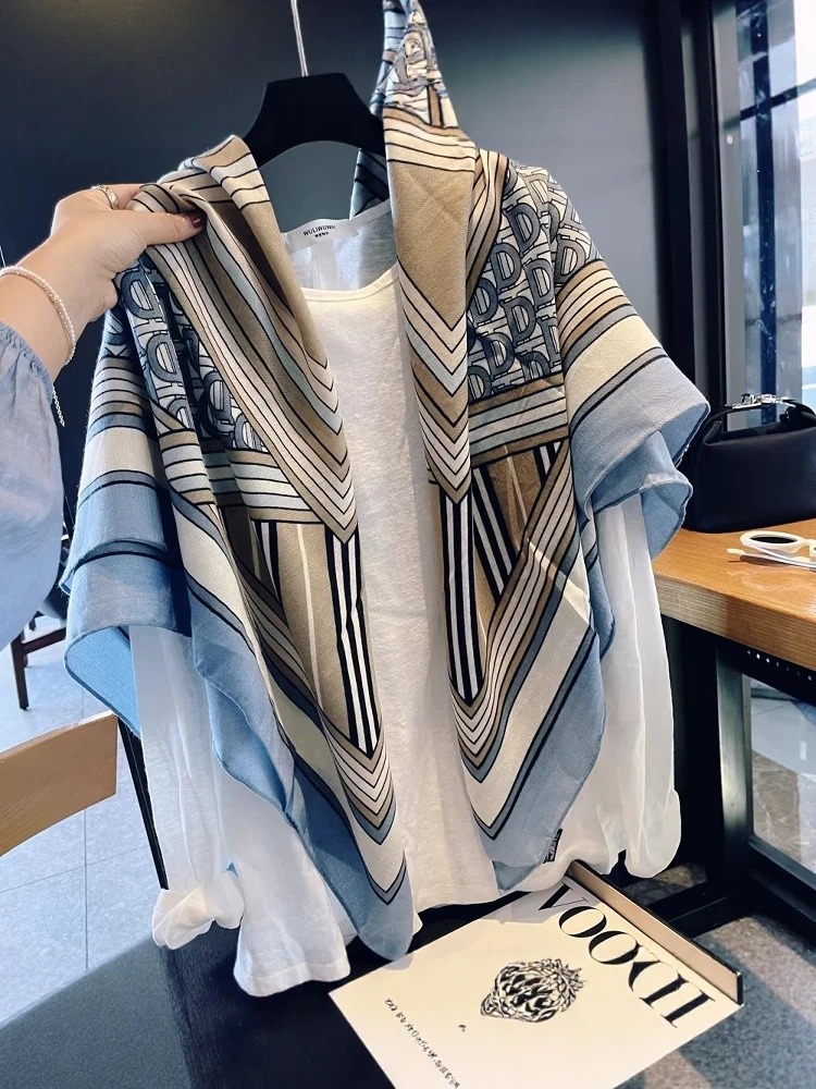 Echarpe-carree-en-soie-et-laine-gp-trendy-brand-bb-style-gris-camel-et-bleu-avec-lettres-pour-femme-classique-protection-du-cou-protection-solaire-quatre-saisons