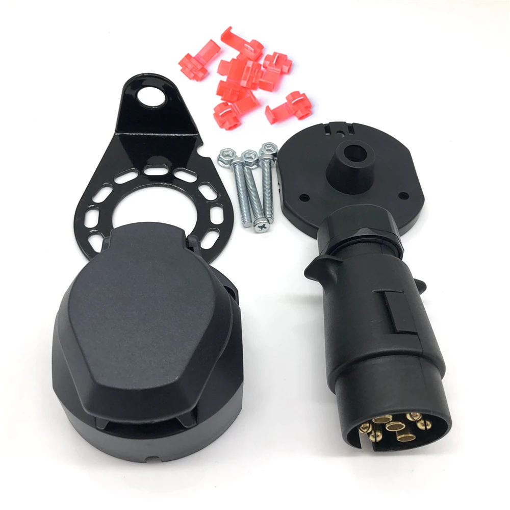

12V 7 Way RV Boat Truck Trailer Connector Adapter Metal Plug Socket Kit European Standard Trailer Accessories