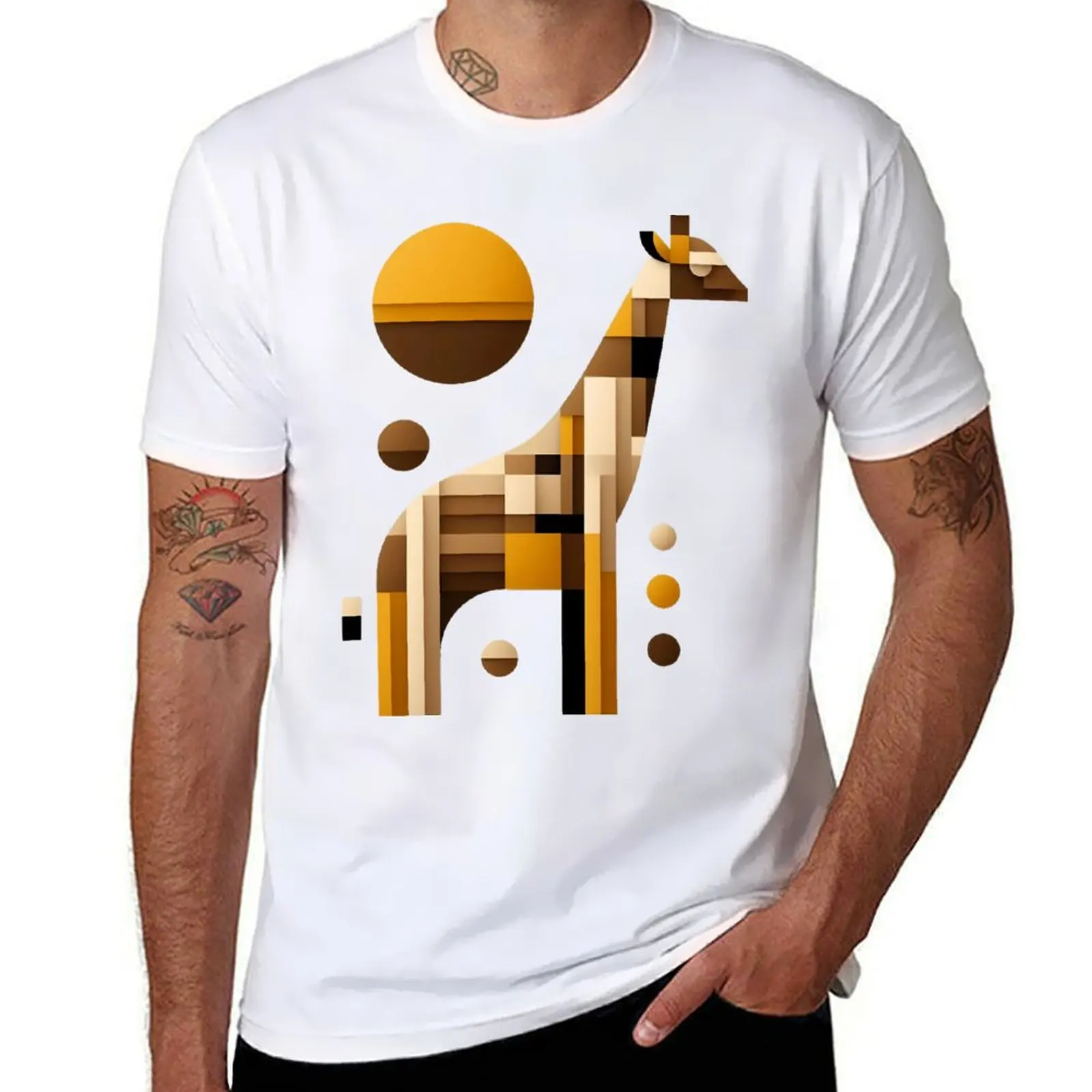

Geometric giraffe T-Shirt man t shirt summer t shirt men 100% cotton luxury brand T-Shirt