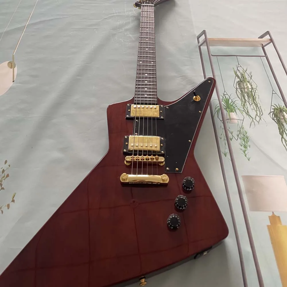 Wine red irregular electric guitar rock metal style dual pickups