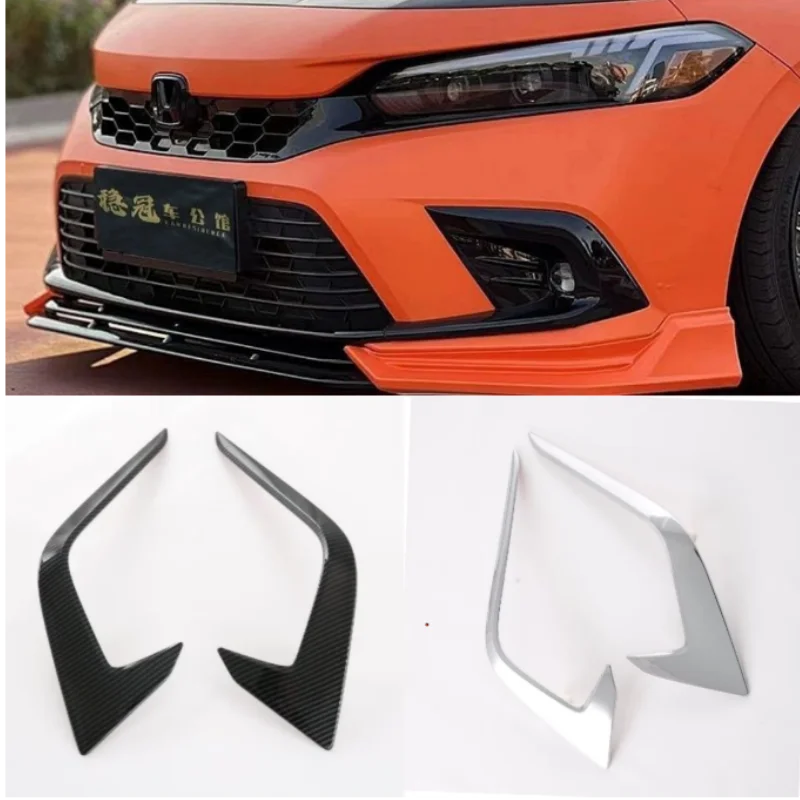 

For Honda Civic 11th Gen 2022 2023 Carbon Fiber car Styling Front Foglight Eyebrow Eyelid Cover Trim Front Bumper Fog Light Trim