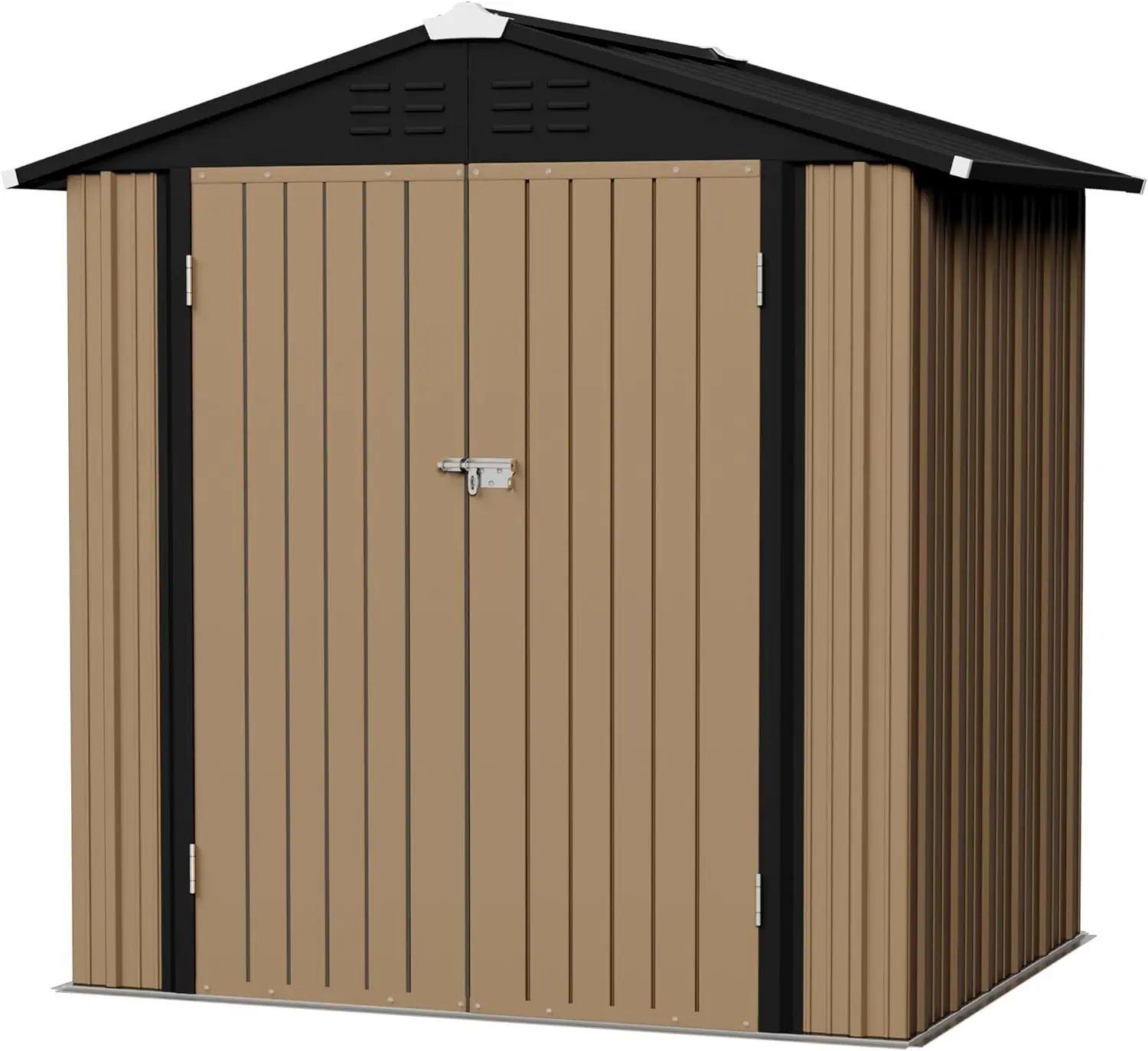 

6 x 4 FT Brown Storage Shed Outdoor Metal Garden Shed with Lockable Door Utility Tool Shed Storage House for Backyard, Patio