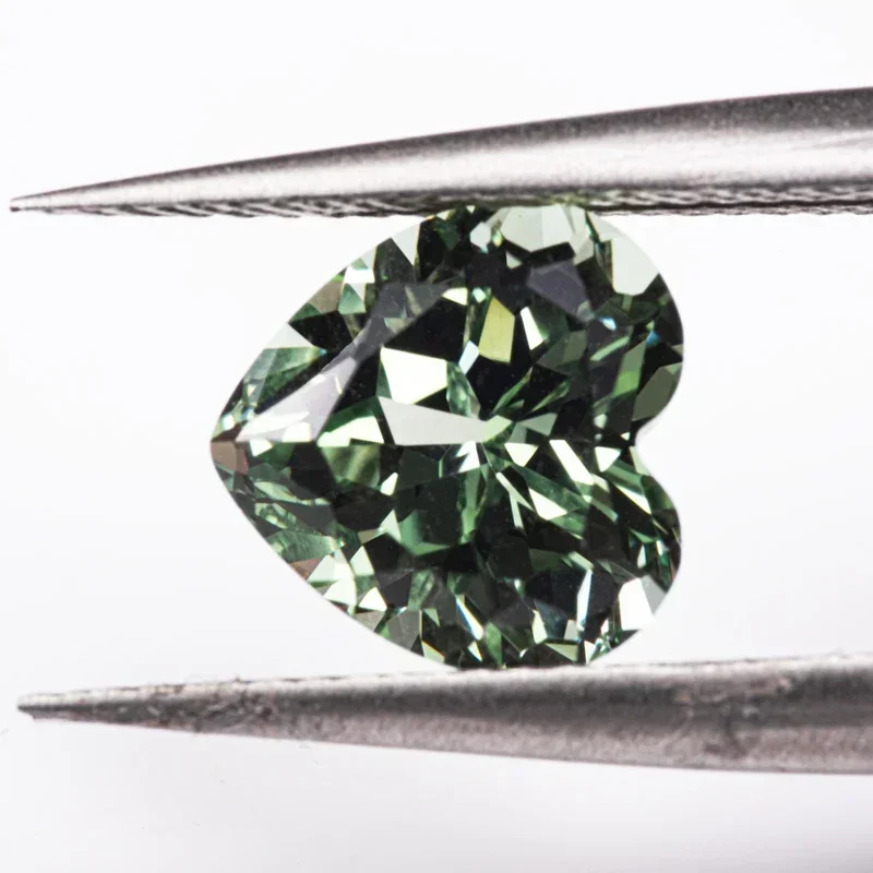 L-Lab نمت الياقوت شكل قلب اللون الأخضر VVS1 حجر للسحر Diy بها بنفسك المتقدمة صنع المجوهرات قلادة شهادة اختيار