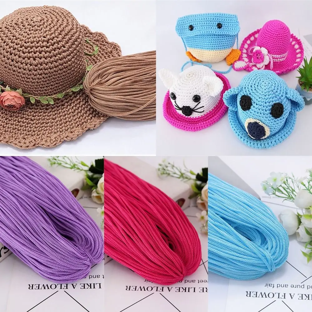 Textured 200M 3mm DIY Macrame Rope Hollow Line Hand-Woven Nylon Cord Hat Bag Shoe Doll Handicrafts Thread