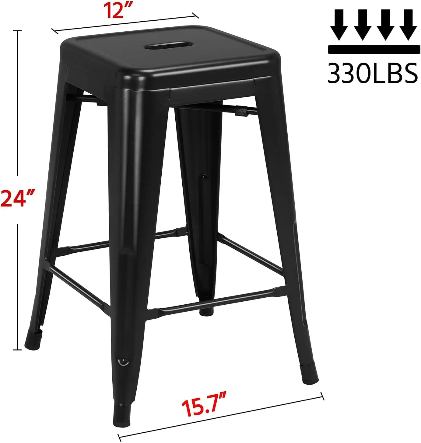 Industrial High Backless Bar Stools, banquetas empilháveis, Counter Altura Metal, interior e exterior, conjunto de 4