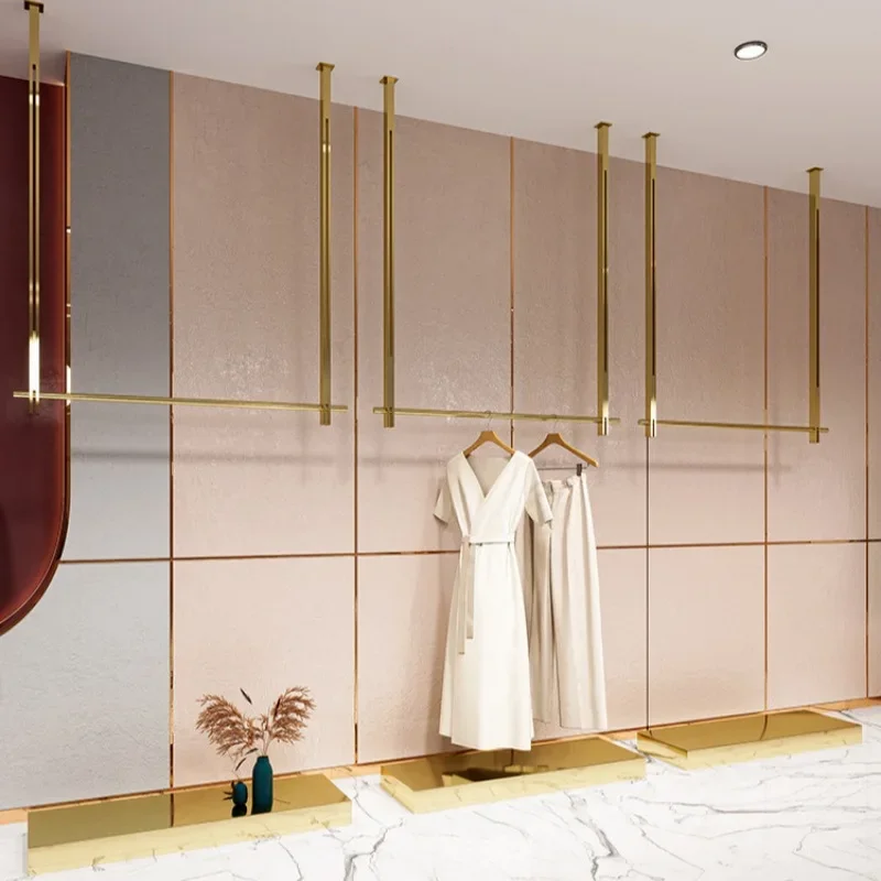 Clothing store display stand wall-mounted stainless steel titanium