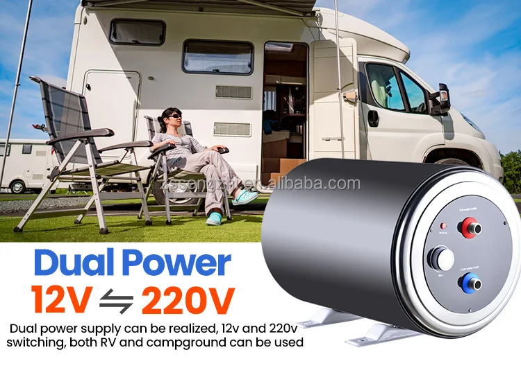 Nuevo diseño 10L 15l DC12/24 V AC220V Caldera eléctrica de doble potencia pequeño tanque de agua caliente calentador de agua caliente de alta eficiencia para rv